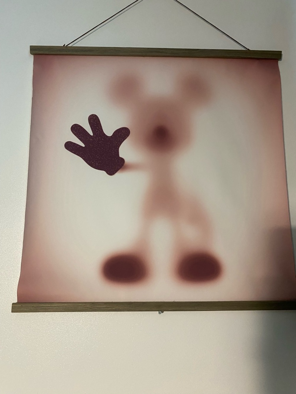 Mickey Silhouette Wall canvas Art in Blush and Deep Mauve without frame 23.5 in